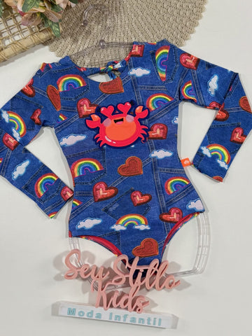Maiô Infantil Siri Kids Manga Longa Fernanda Siri Love 40053