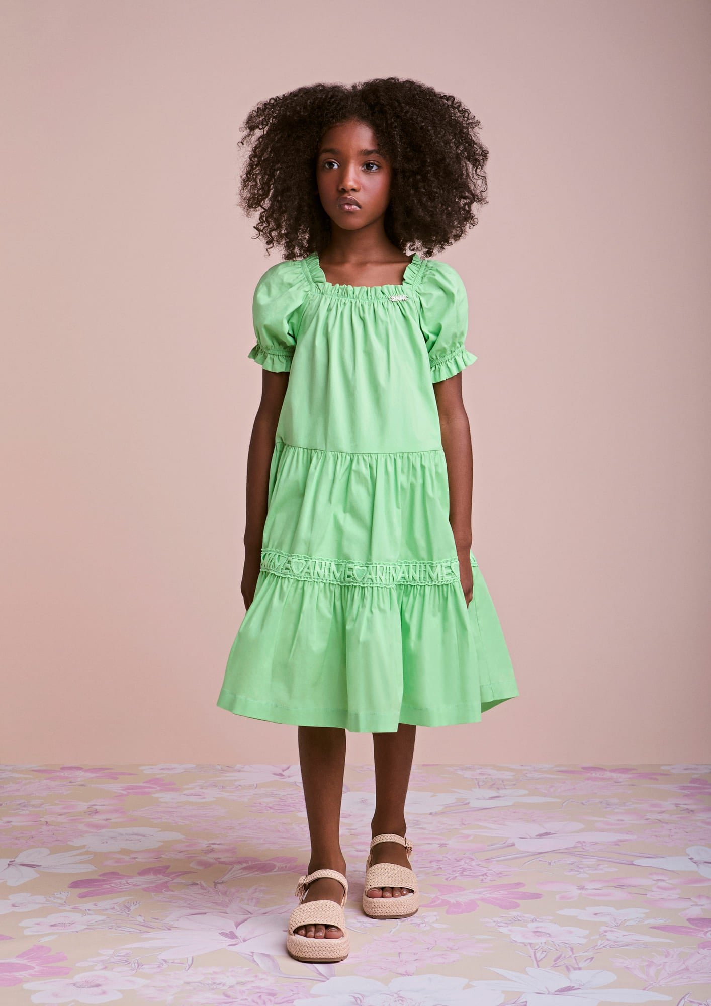 Vestido Infantil Animê Verão Verde