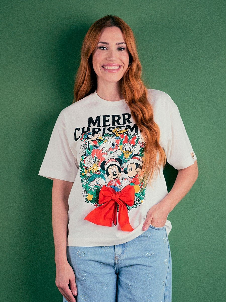 Blusa Para Adulto Animê Verão Branca Mickey e Amigos Natal Disney