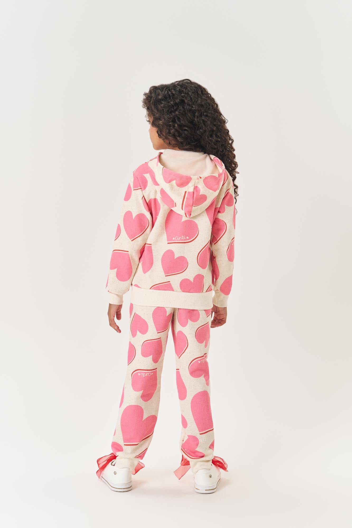 Conjunto Infantil Cinti Inverno Calça e Moletom Flanelado Coração