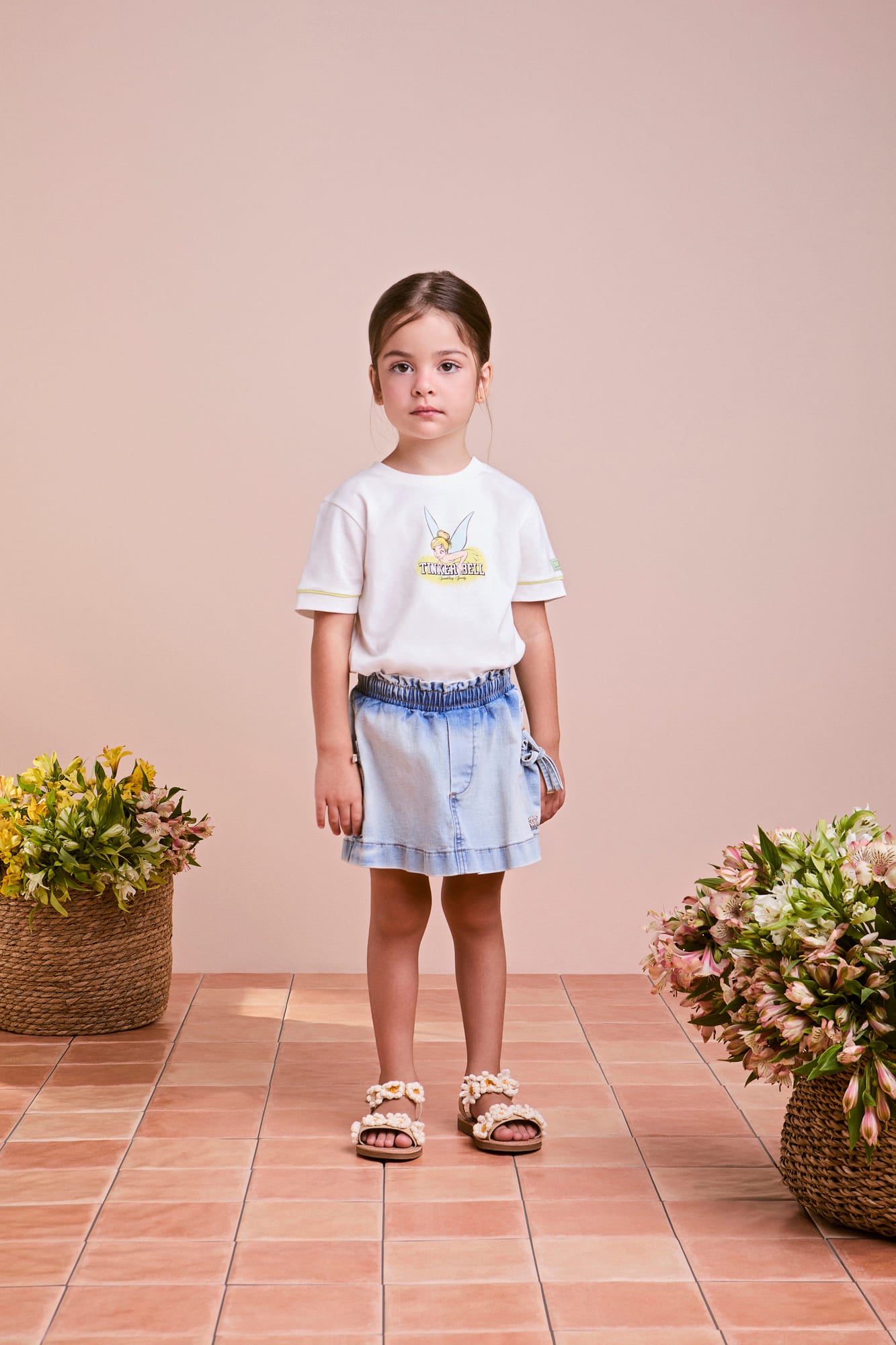 Blusa Infantil Animê Verão Branca Tinker Bell