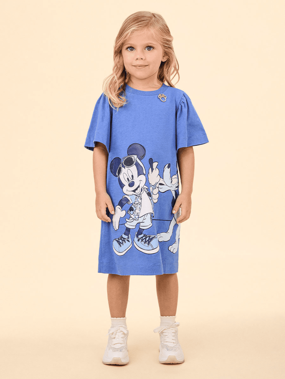 Vestido Infantil Animê Azul Verão Mickey e Amigos Disney