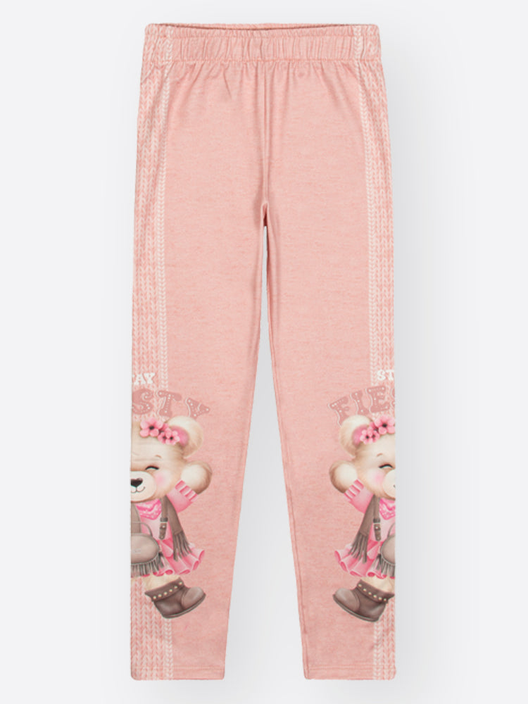 Conjunto Infantil Cinti Inverno, Calça Legging e Moletom sem Flanela Rosa com Strass