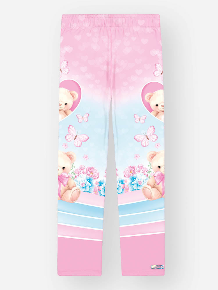 Calça Legging Infantil Cinti Verão Colorida Ursinha Floral