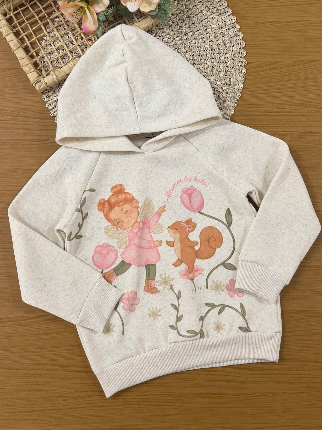 Conjunto Infantil Kukiê Inverno com Calça Legging Verde e Moletom Flanelado Fadinha