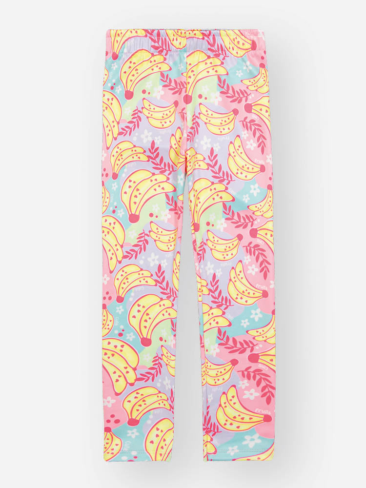 Conjunto Infantil Cinti Verão com Calça Legging Colorida e Blusa Branca Frutinhas Fresh