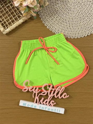 Shorts Infantil Cinti Verão Verde Neon