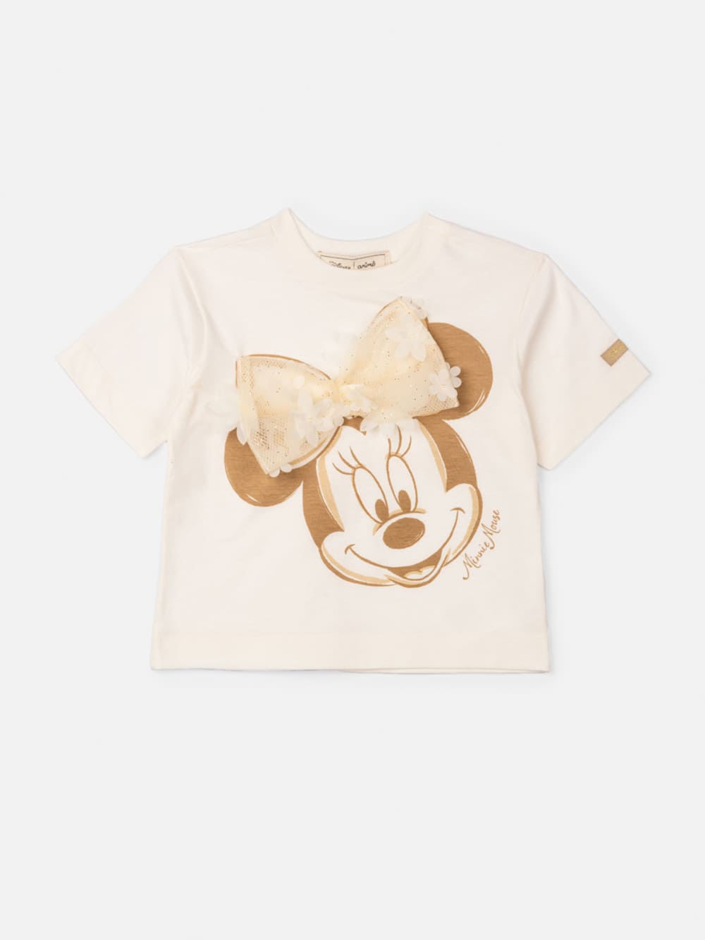 Conjunto Infantil Animê Verão Shorts Saia Bege e Blusa Minnie Laço Disney