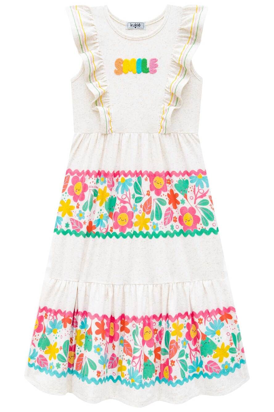 Vestido Infantil Kukie Alecrim Verão Midi Smile