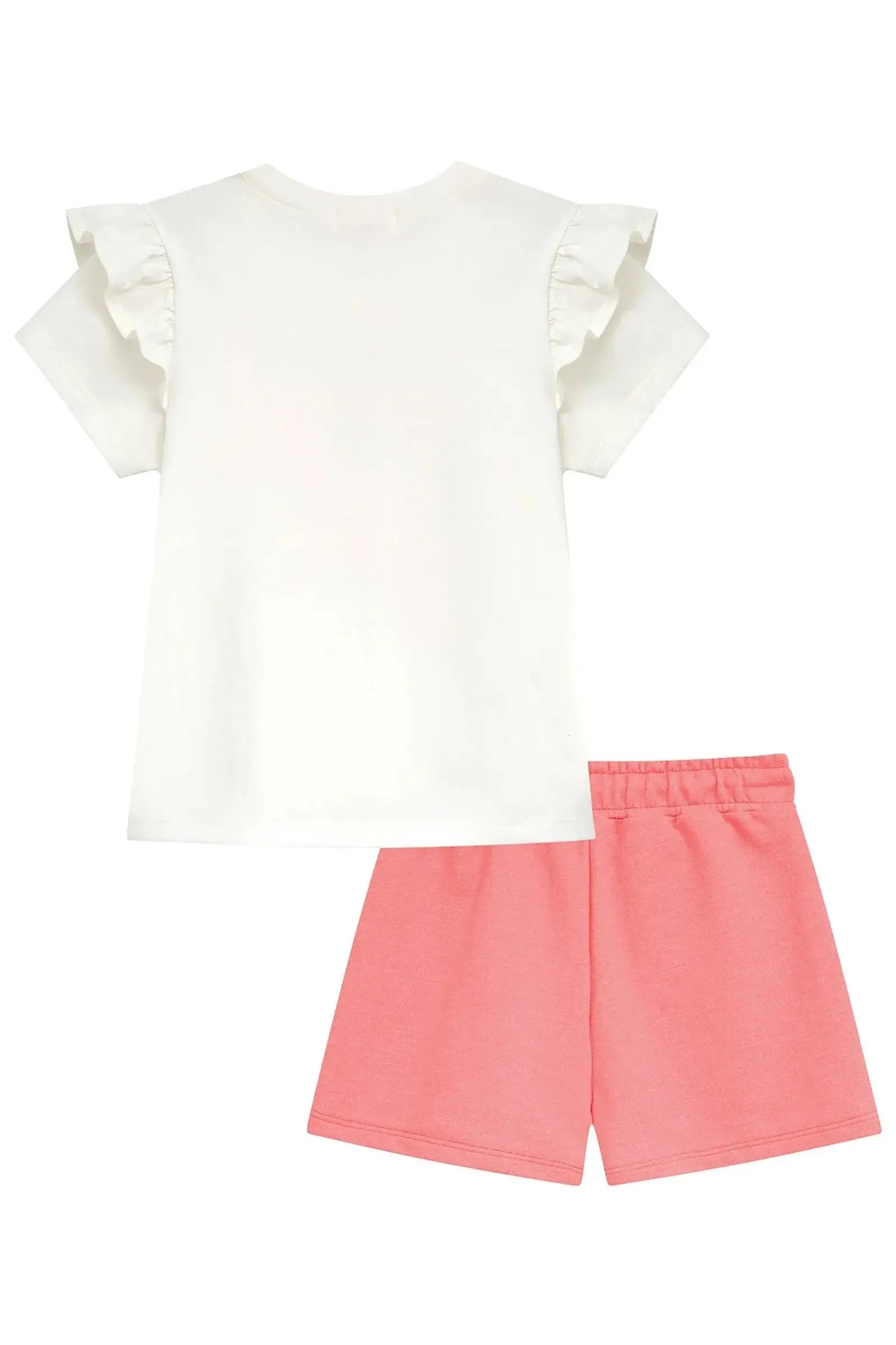 Conjunto Infantil Menina Kukiê com Shorts Rosa e Blusa Milk Shake