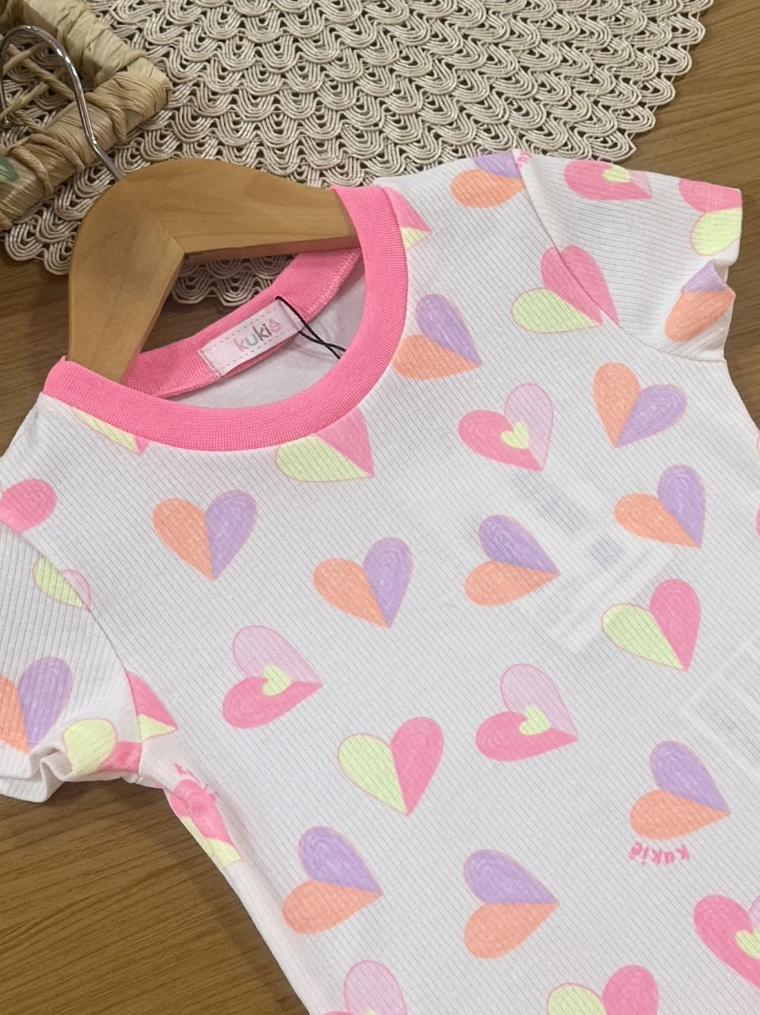 Blusa Infantil Kukiê Verão Off White Corações