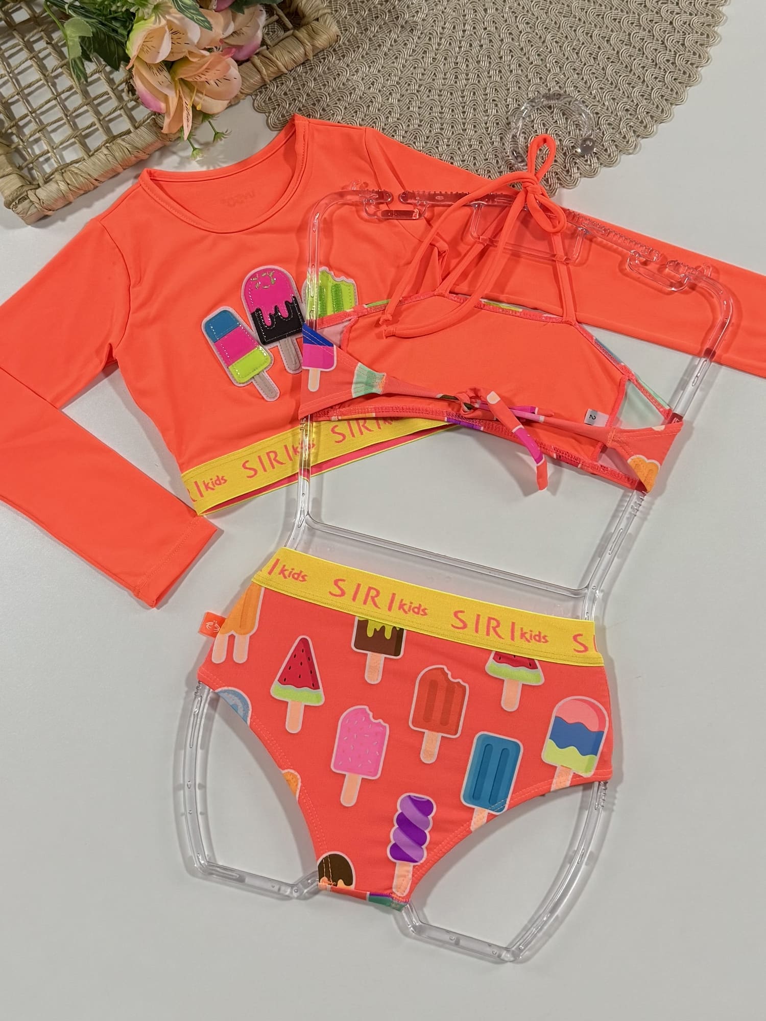Biquíni Infantil Siri Kids Cropped Manga Longa Maria Picolé 40184