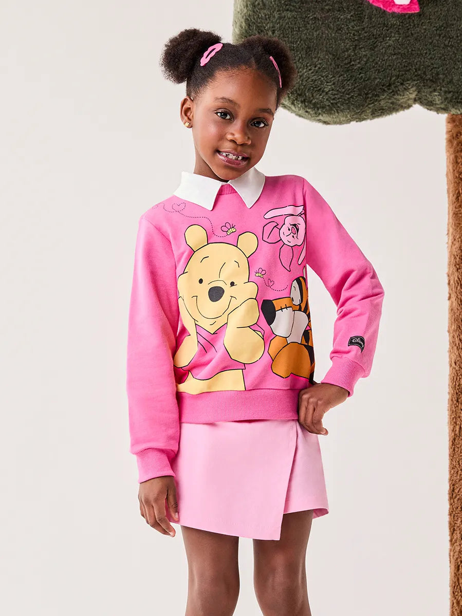Moletom Infantil Bimbi Inverno sem Flanela Rosa Ursinho Pooh