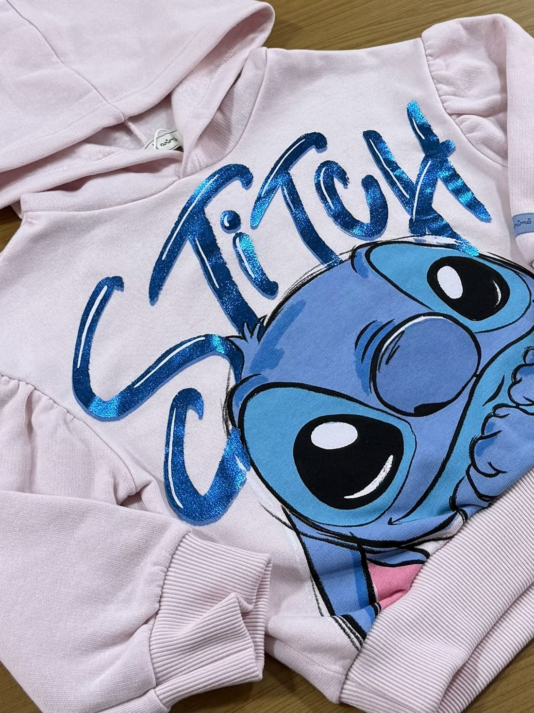 Moletom Infantil Animê Inverno Rosa Flanelado Stitch Disney