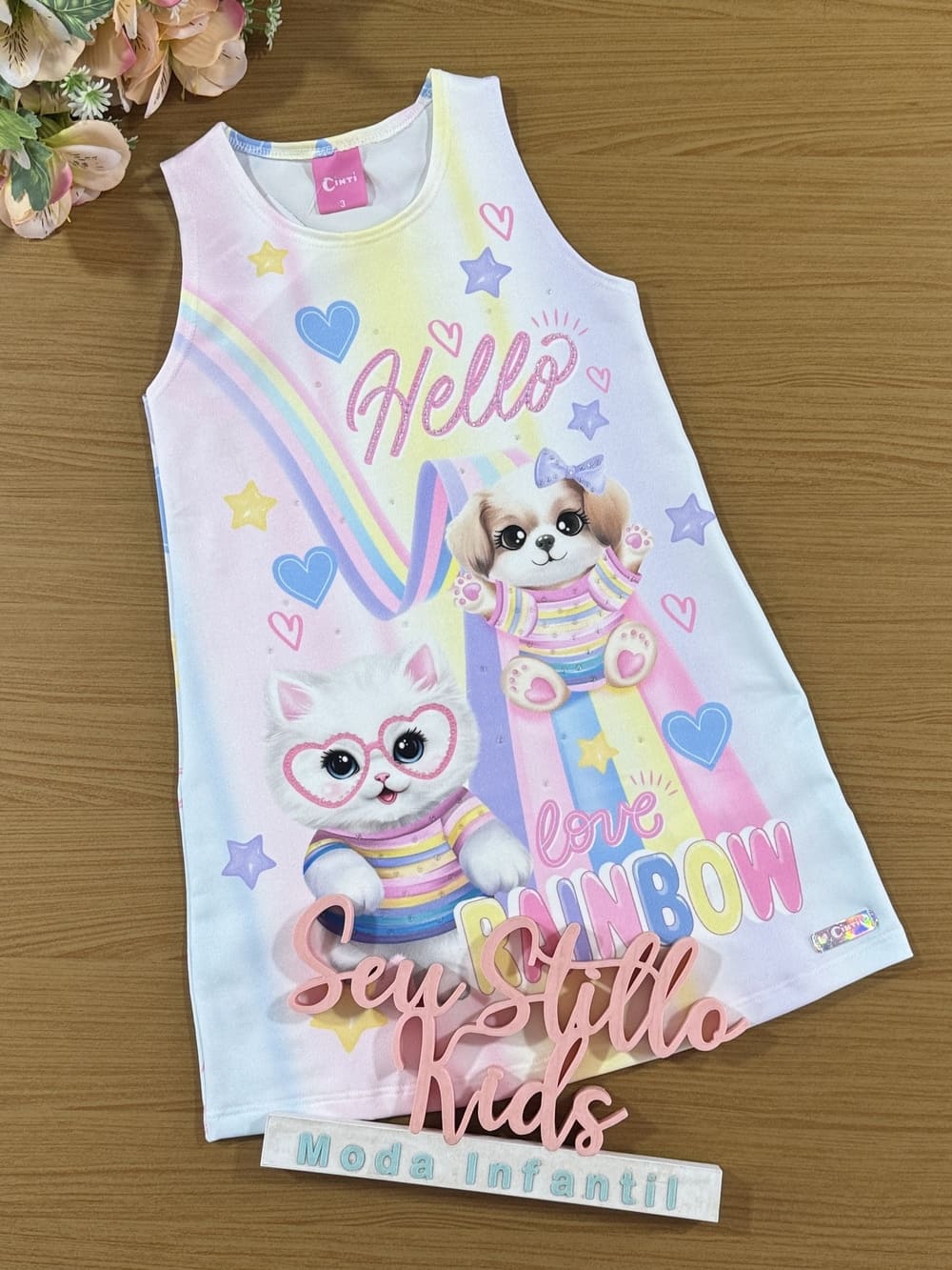 Vestido Infantil Cinti Verão Arco-íris