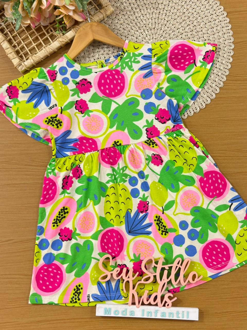 Vestido Infantil Bimbi Colorido Frutinhas
