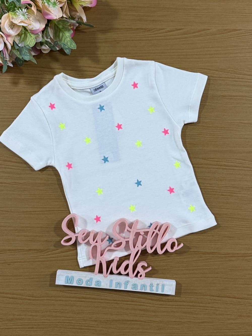 Blusa Infantil Catavento Verão Off White Estrelinhas