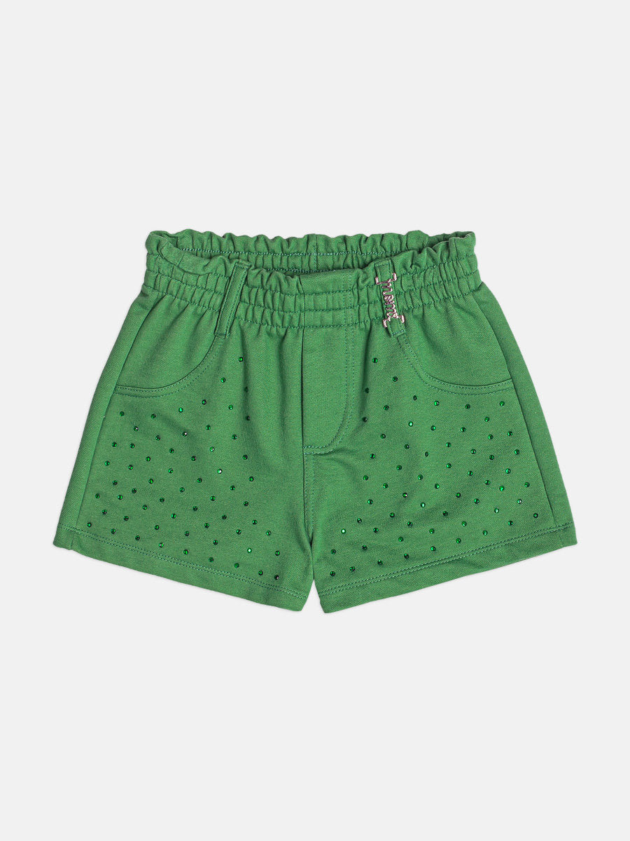 Shorts Infantil Menina Momi Verde com Strass