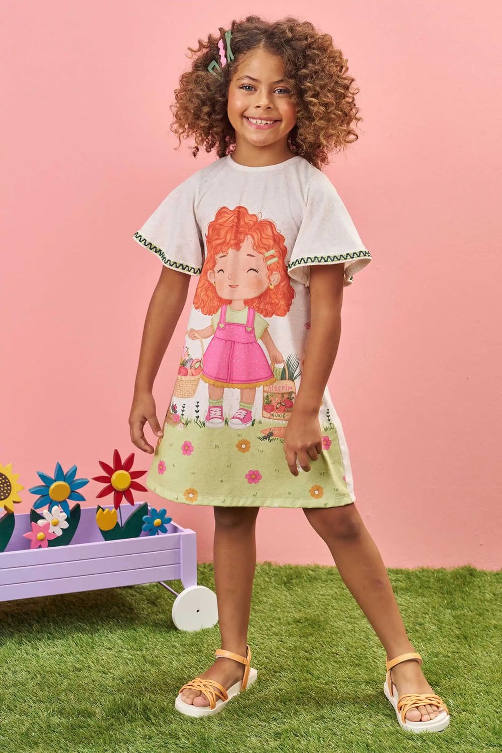 Vestido Infantil Kukie Alecrim Verão Menininha no Jardim