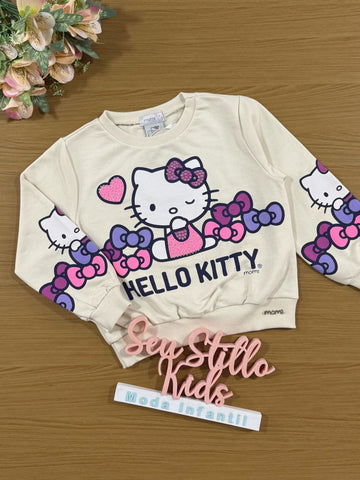 Casaco Infantil Momi Inverno Bege Hello Kitty com Strass