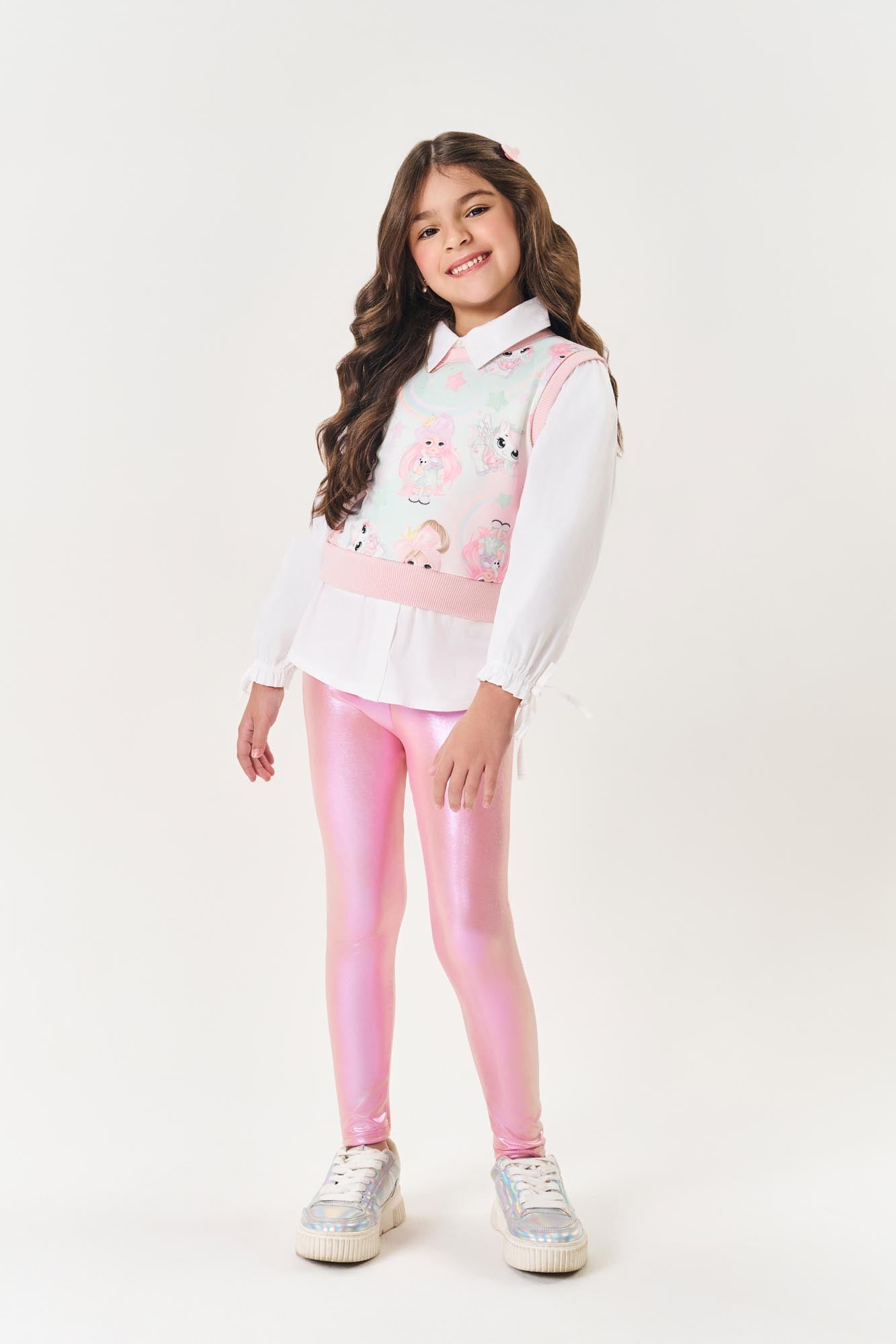 Conjunto Infantil Cinti Inverno Calça Rosa e Camisa Unicórnio