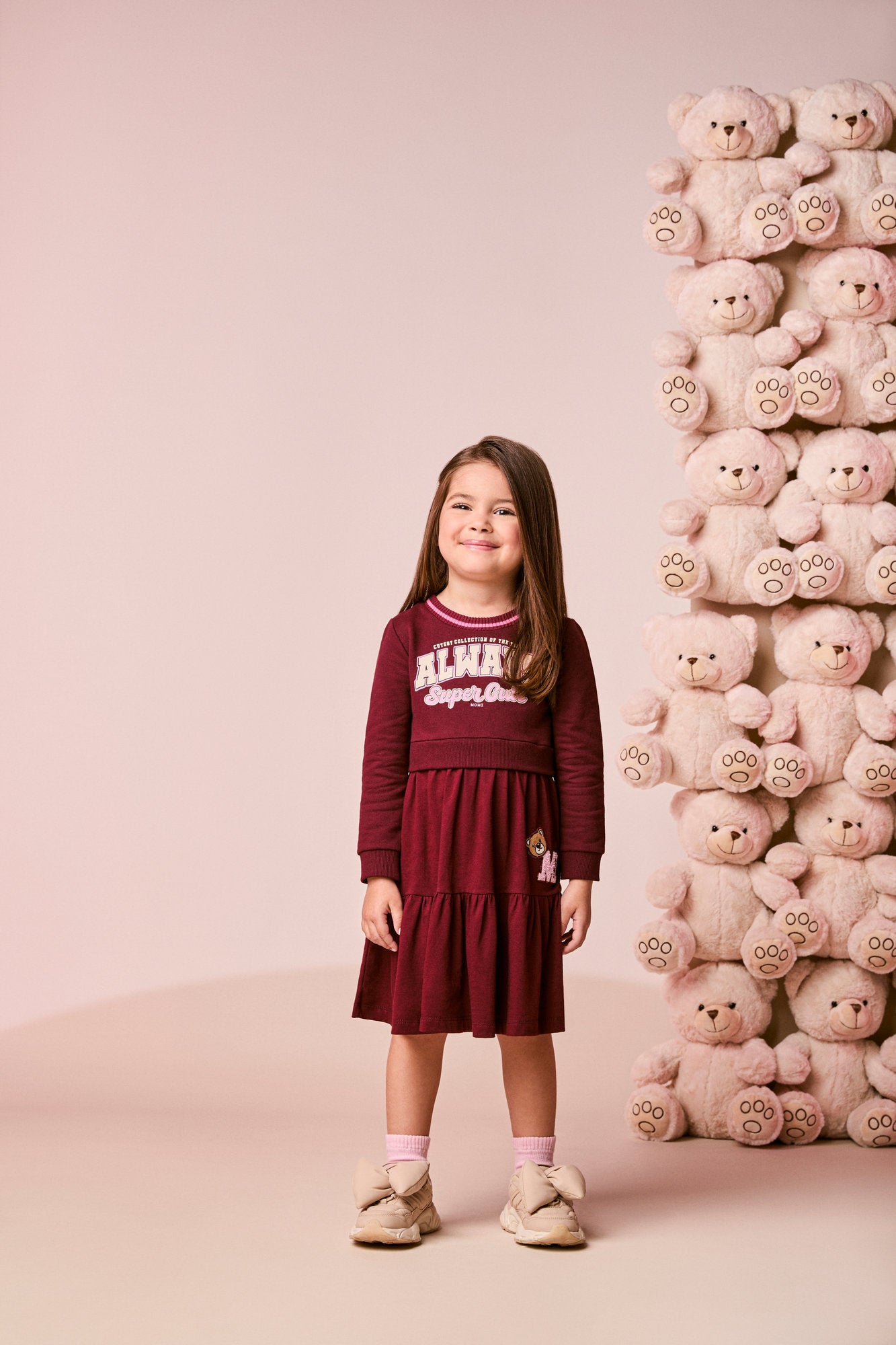 Vestido Infantil Momi Inverno Vinho Always Super Cute