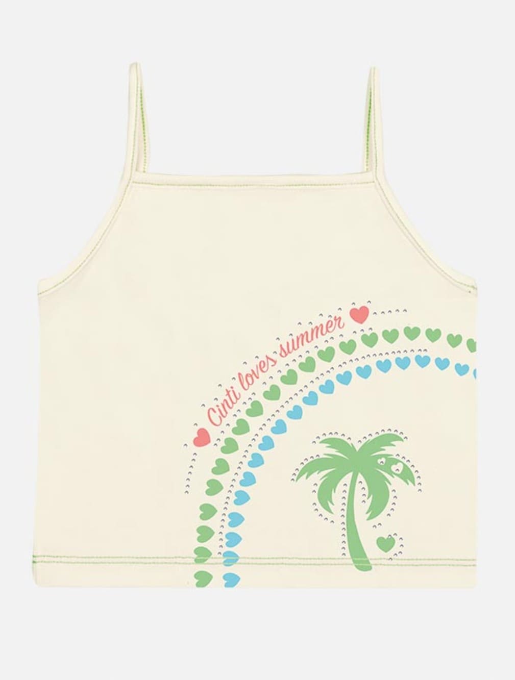 Conjunto Infantil Cinti Verão Shorts Verde e Regata Coqueiro