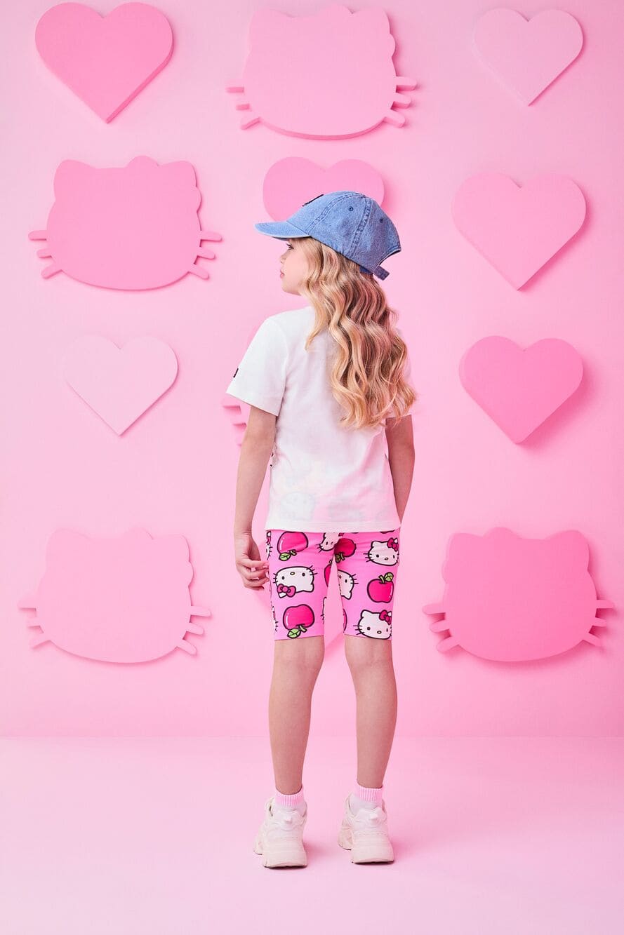 Conjunto Infantil Momi Verão Shorts Ciclista Rosa e Blusa Hello Kitty