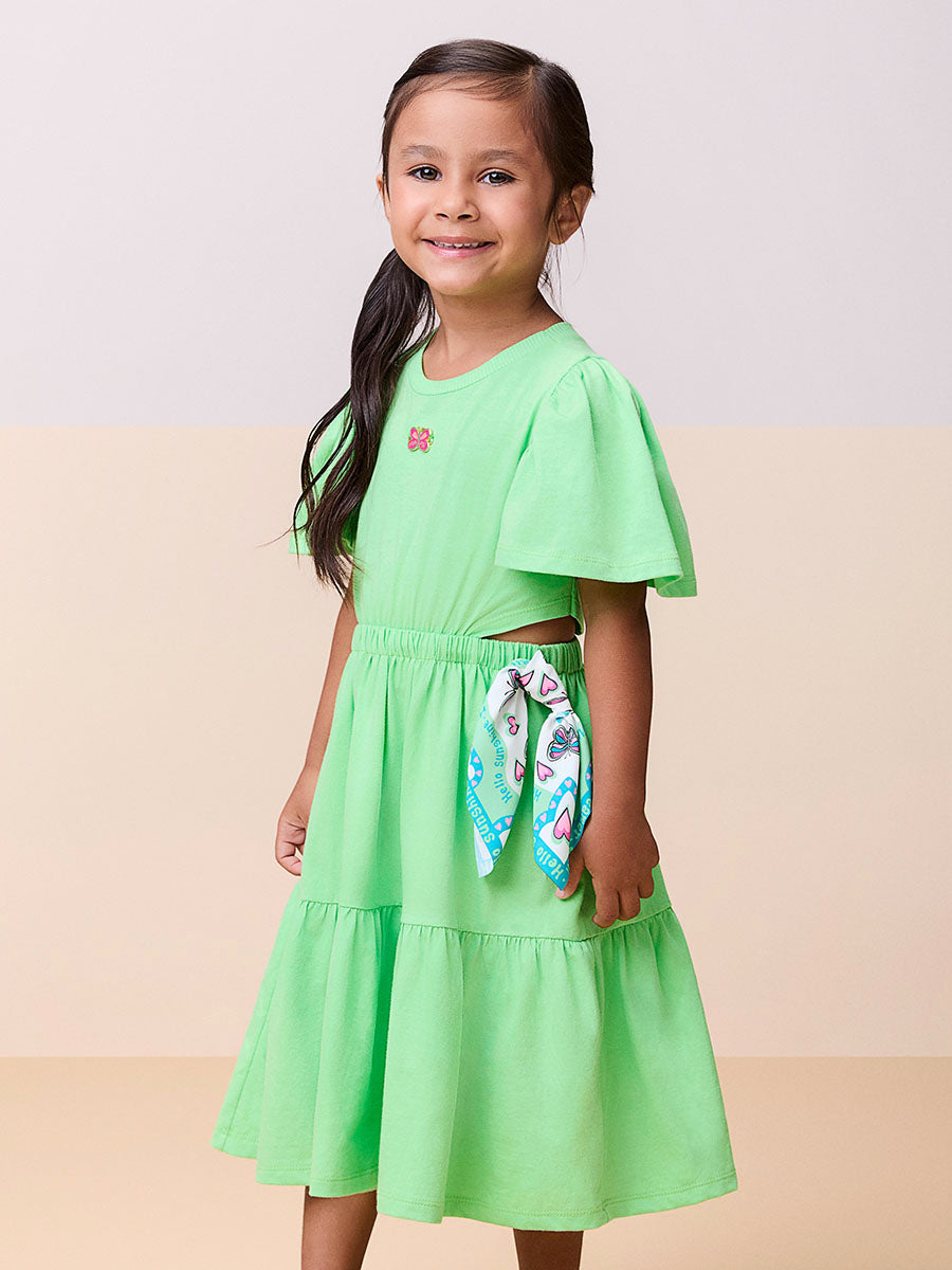 Vestido Infantil Momi Verão Verde Borboleta