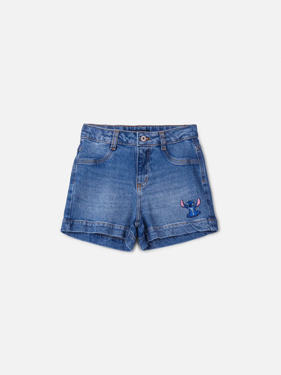 Shorts Infantil Animê Jeans Stitch Disney
