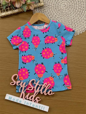 Blusa Infantil Bimbi Verão Azul Joaninha