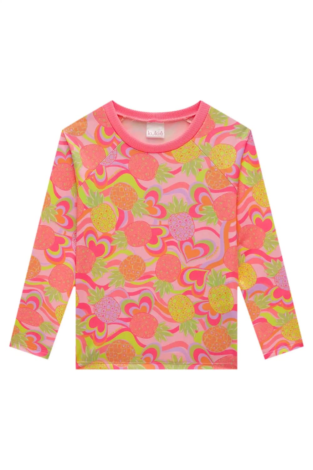Biquíni Infantil Kukiê Verão com Blusa Manga Longa Colorida Abacaxis