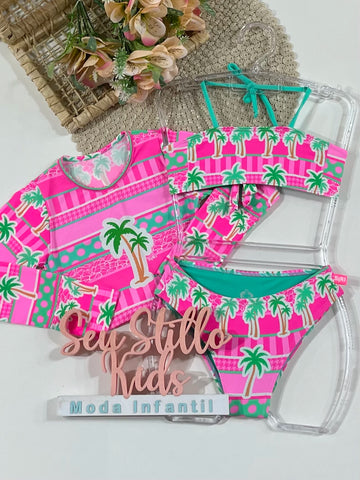 Biquíni Infantil Siri Kids Cropped Manga Rosa Lara Tropicandy 43237