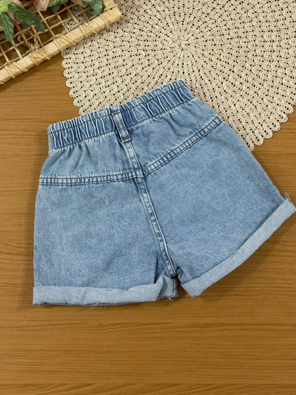 Shorts Jeans Infantil Menina Momi Florzinhas