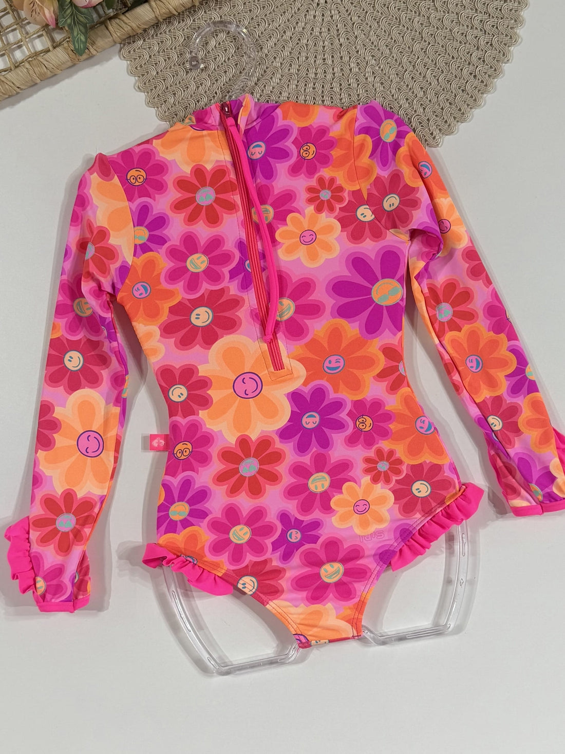 Maiô Infantil Siri Kids Manga Longa Aline Happy Flower 40005