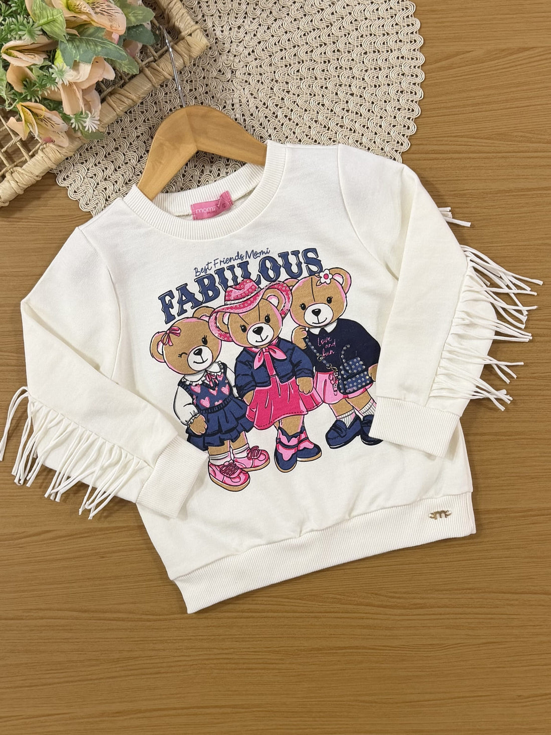 Conjunto Infantil Momi Inverno com Calça Legging Azul e Moletom sem Flanela Fabulous