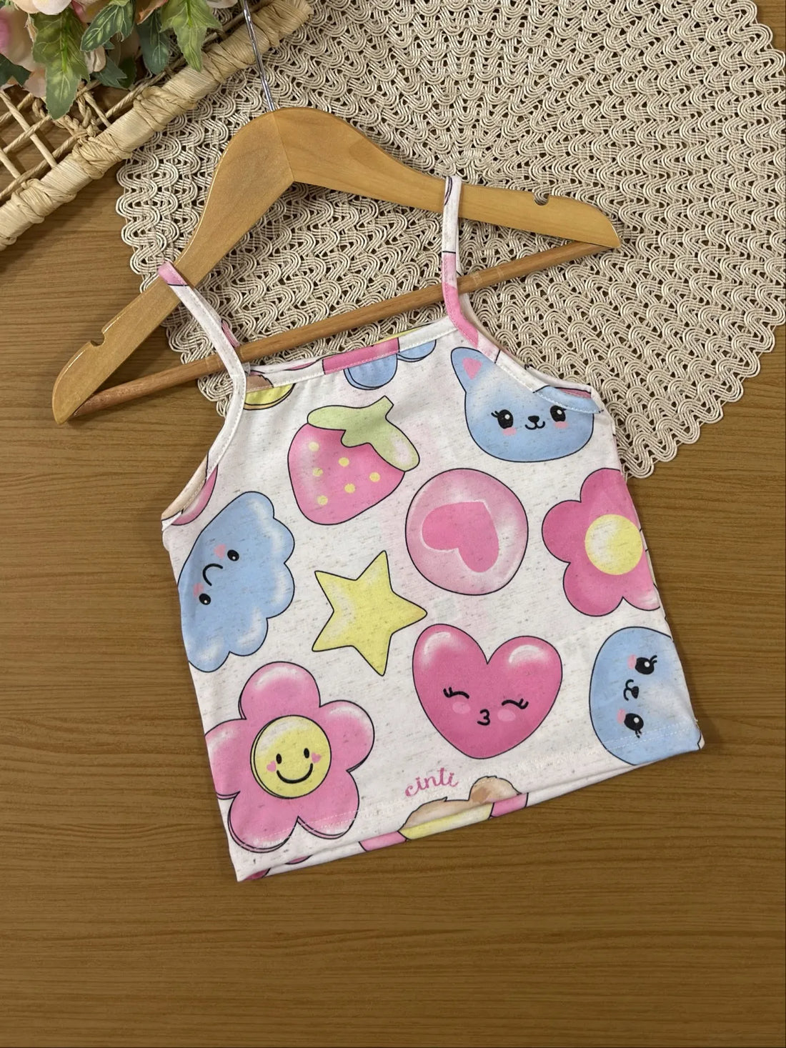 Conjunto Infantil Cinti Inverno Com Shorts e Regata Flores