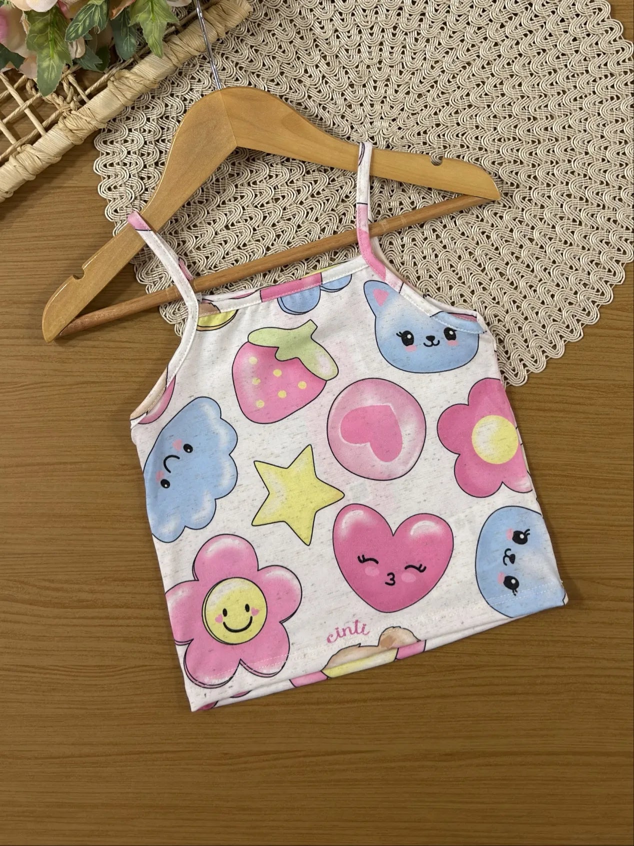 Conjunto Infantil Cinti Inverno Com Shorts e Regata Flores