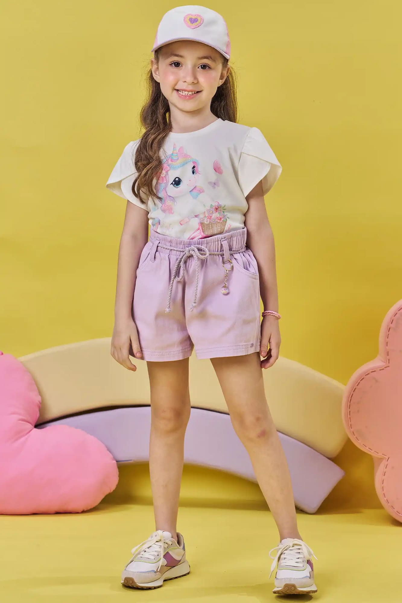 Blusa Infantil Kukiê Verão Branca Unicórnio com Strass