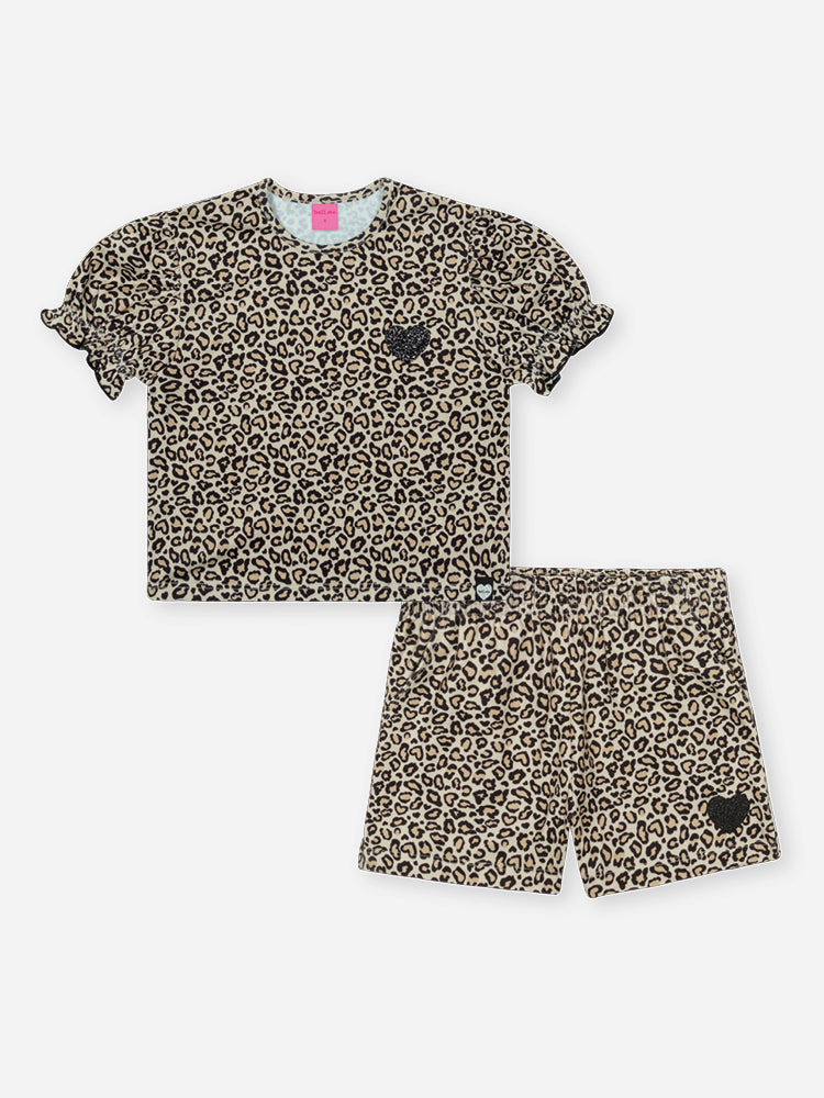 Conjunto Infantil Belime Verão com Shorts e Blusa Oncinha