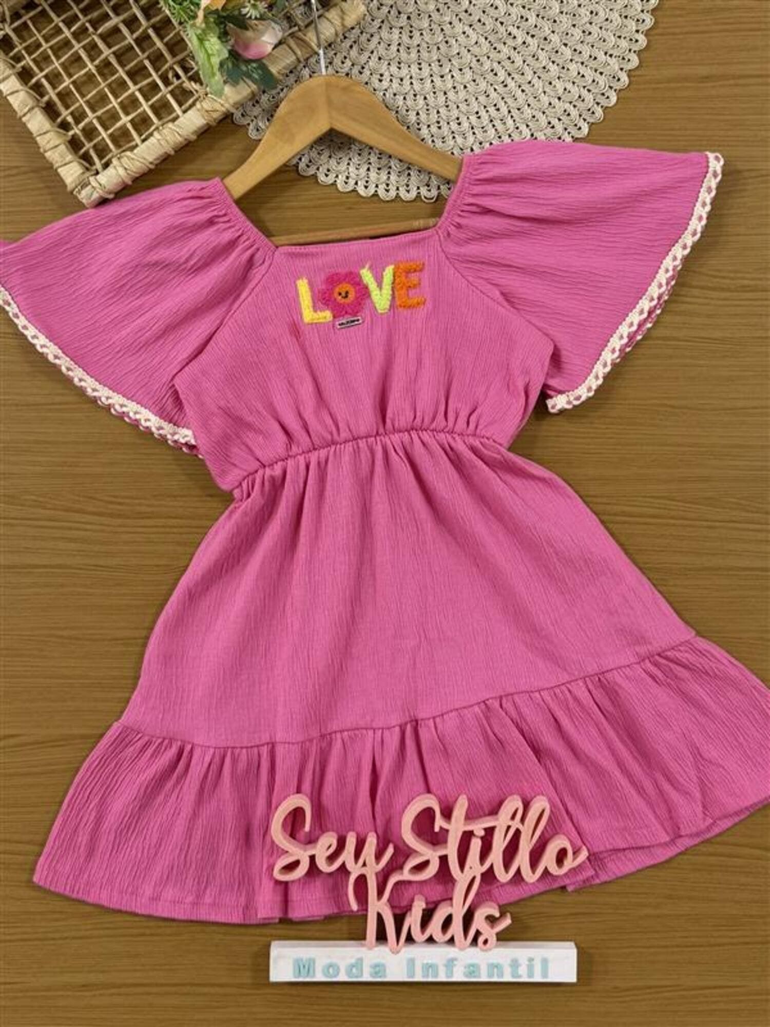Vestido Infantil Kukiê Verão Rosa Love