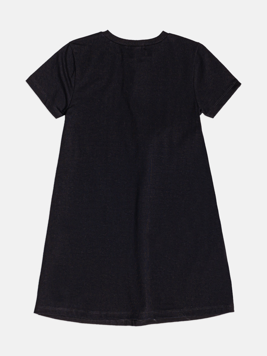 Vestido Infantil Momi Inverno Preto Ursinho Lacinho