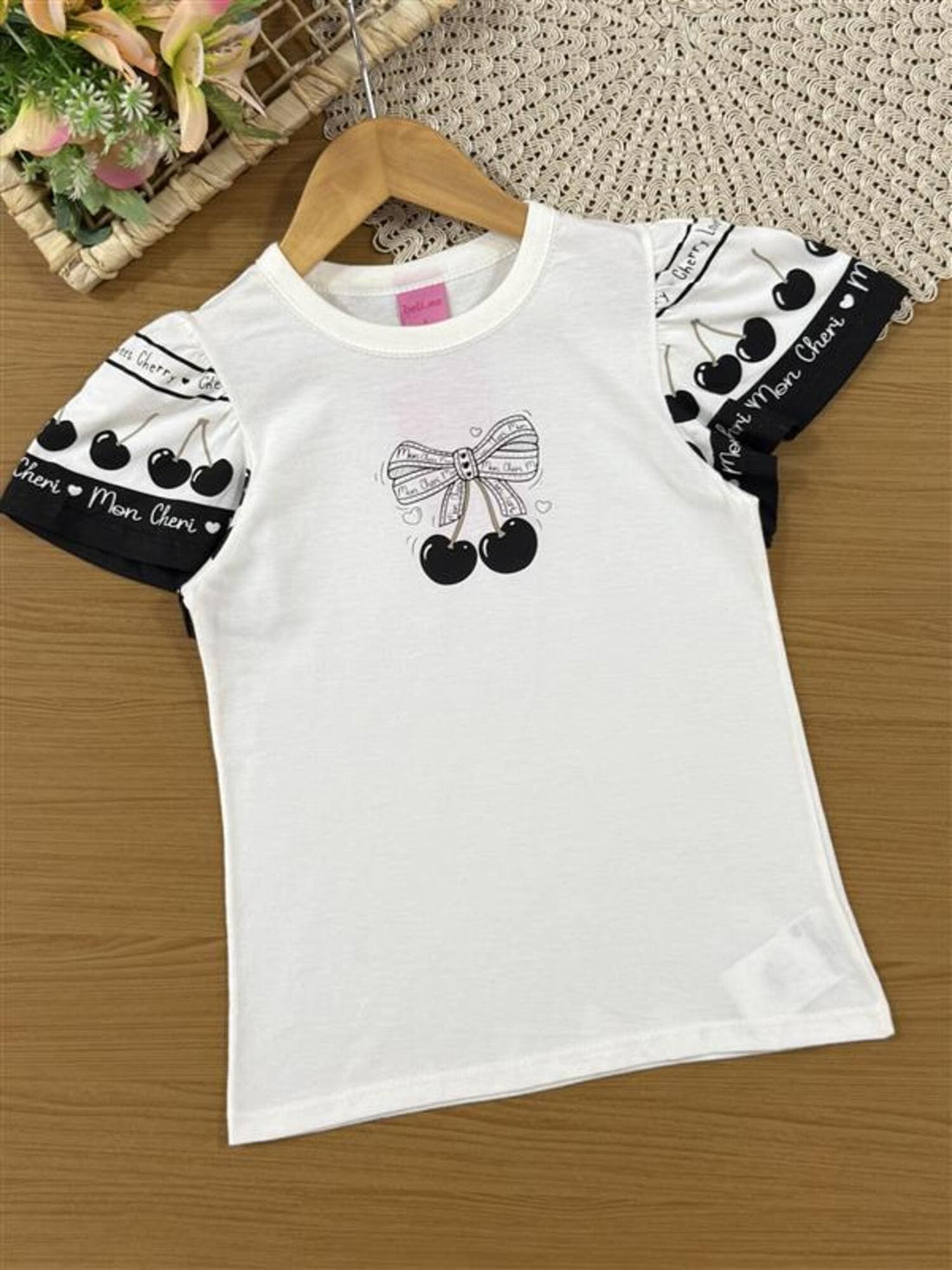 Conjunto Infantil Belime Verão com Calça Legging e Blusa Branca Cereja