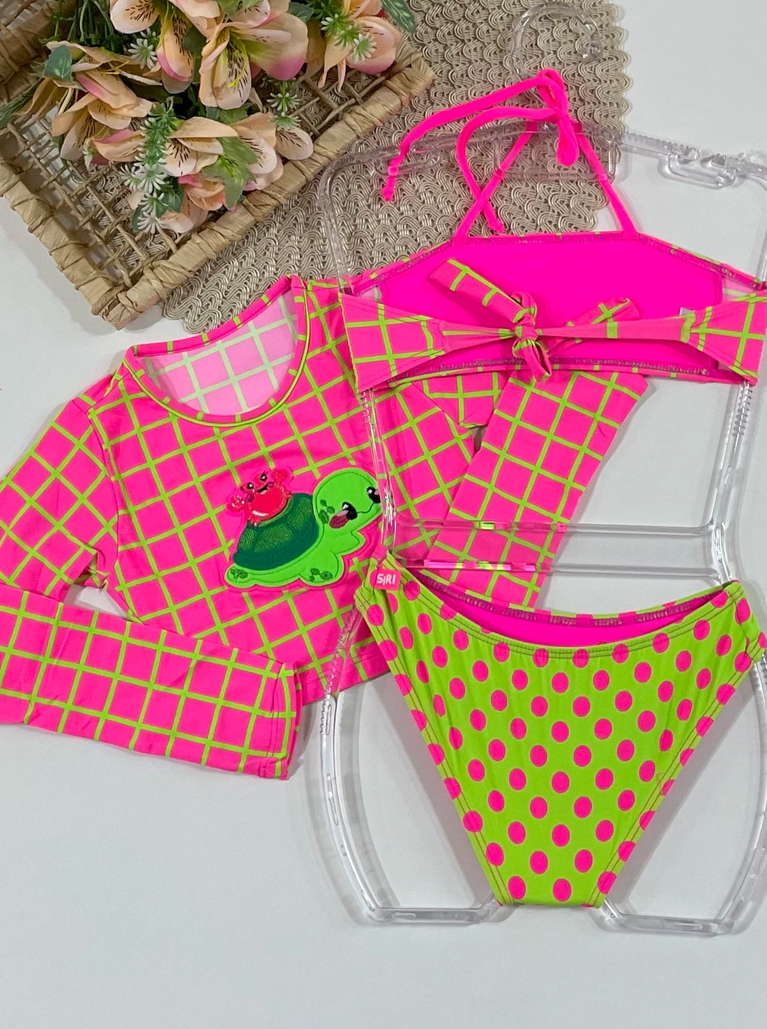 Biquíni Infantil Siri Kids Cropped Manga Rosa Lara Turtle 43242