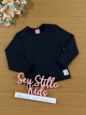 Blusa Infantil Cinti Inverno Manga Longa Térmica Preta