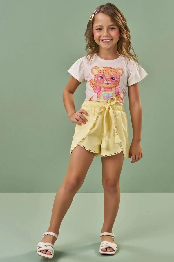 Blusa Infantil Kukiê Verão Bege Oncinha