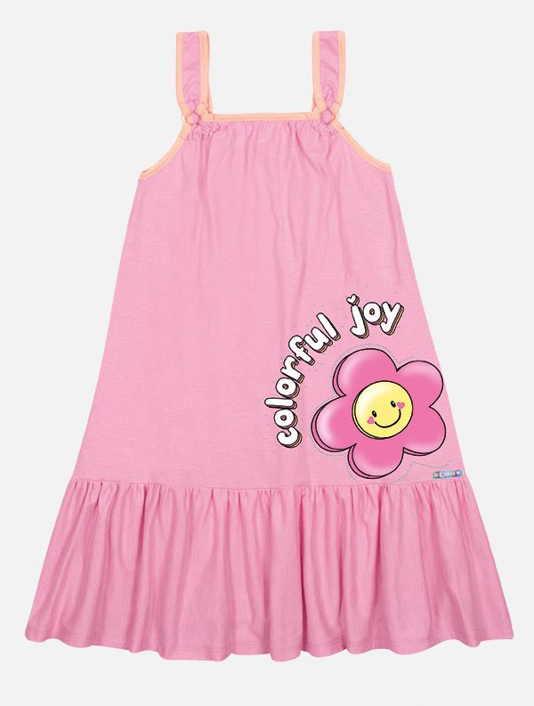 Vestido Infantil Cinti Verão Rosa Florzinha Alegria