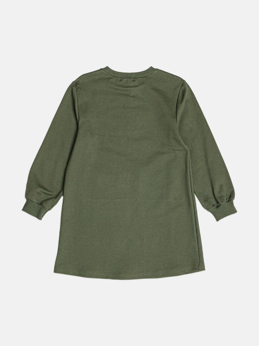 Vestido Infantil Momi Inverno Verde Tico e Teco Bolsinha 3D