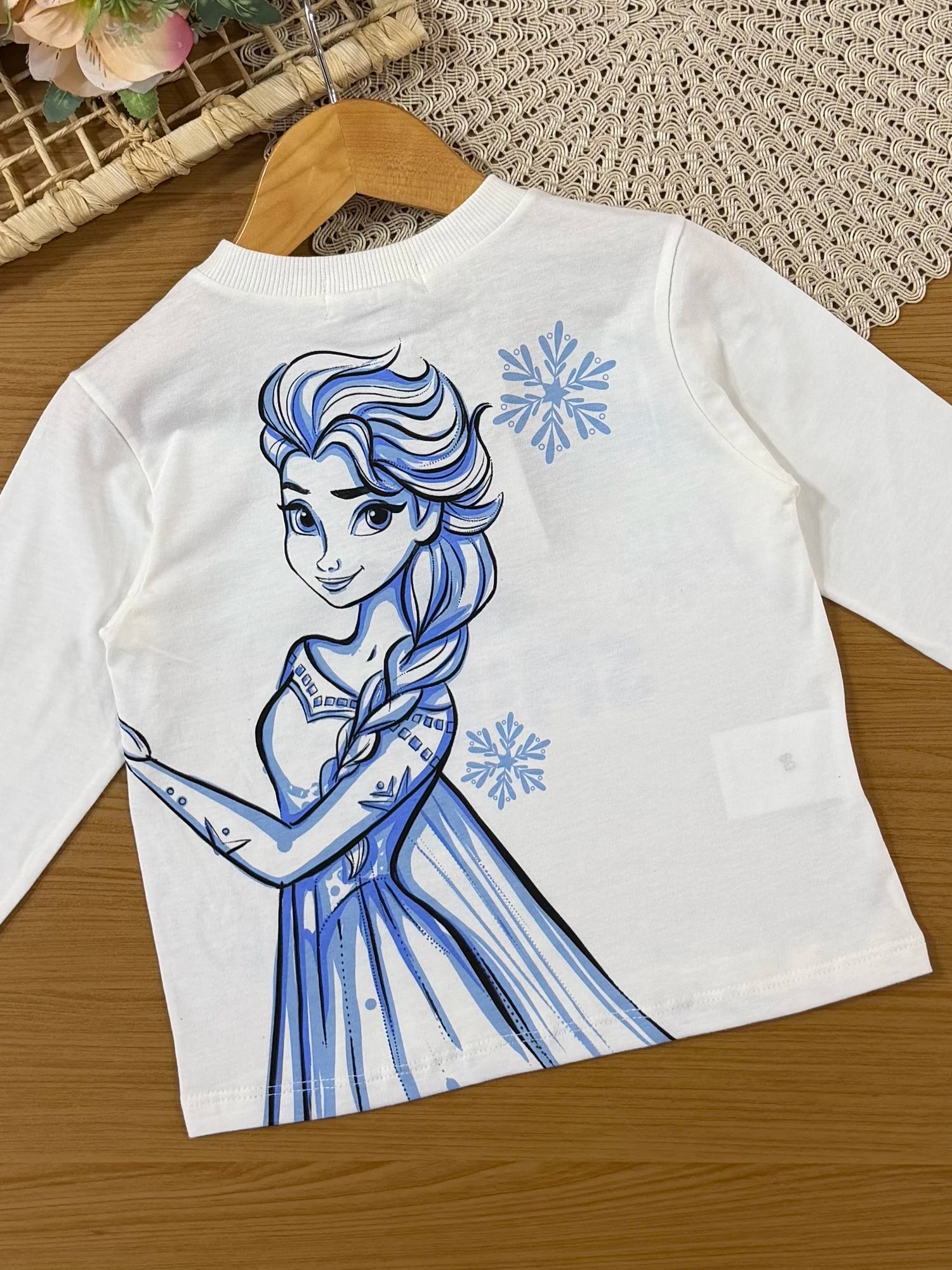 Conjunto Infantil Bimbi Inverno com Saia Azul em Tule e Blusa Manga Longa Olaf Strass Disney