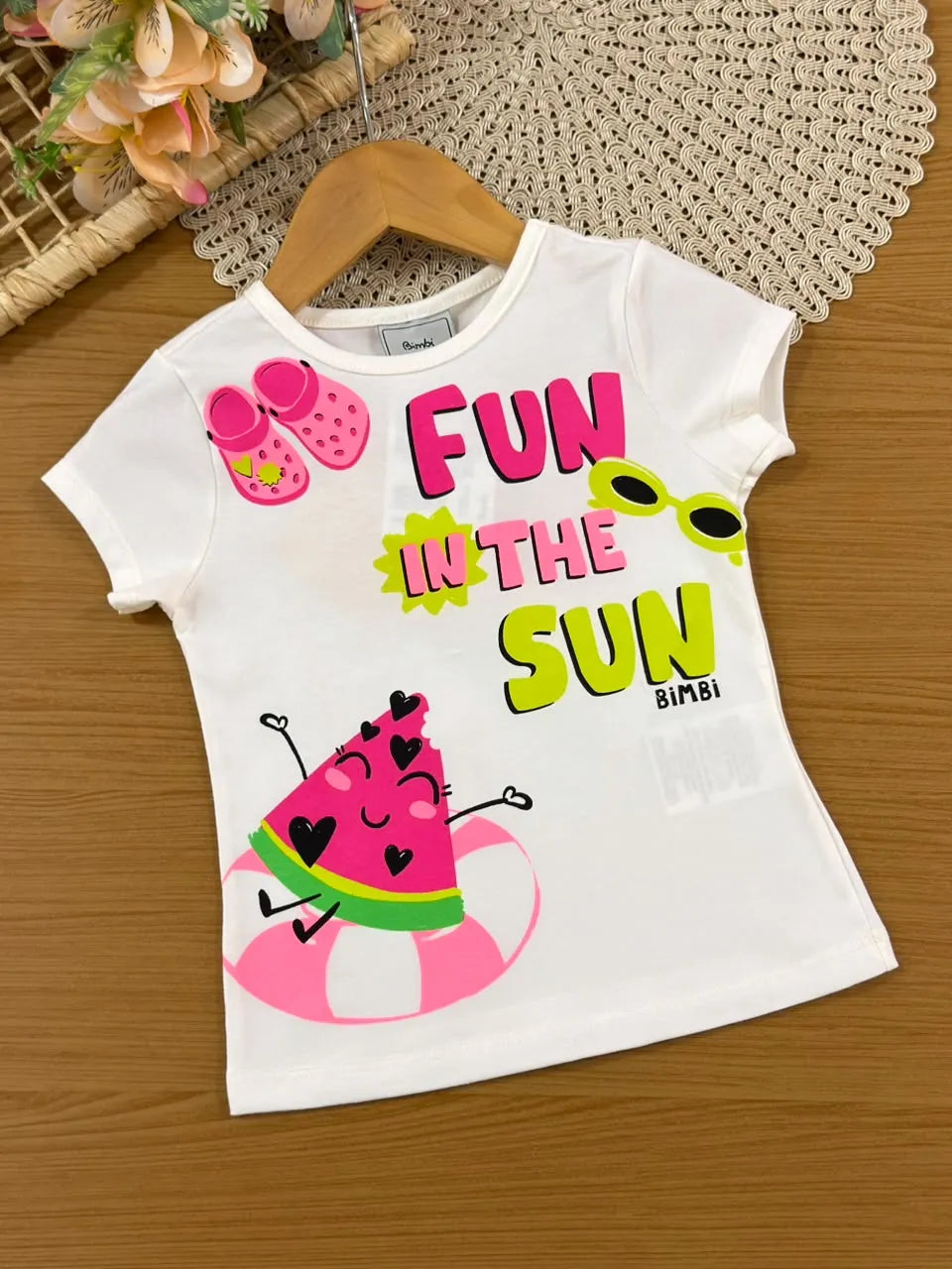 Conjunto Infantil Menina Bimbi Shorts Saia Rosa e Blusa Fun in the Sun